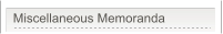 Miscellaneous Memoranda